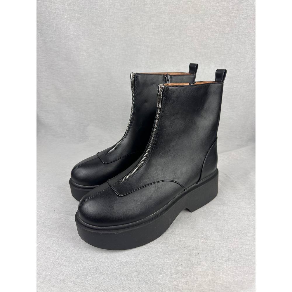 Wild Fable Black Front Zip Platform Ankle Boots Memory Foam Womens 9